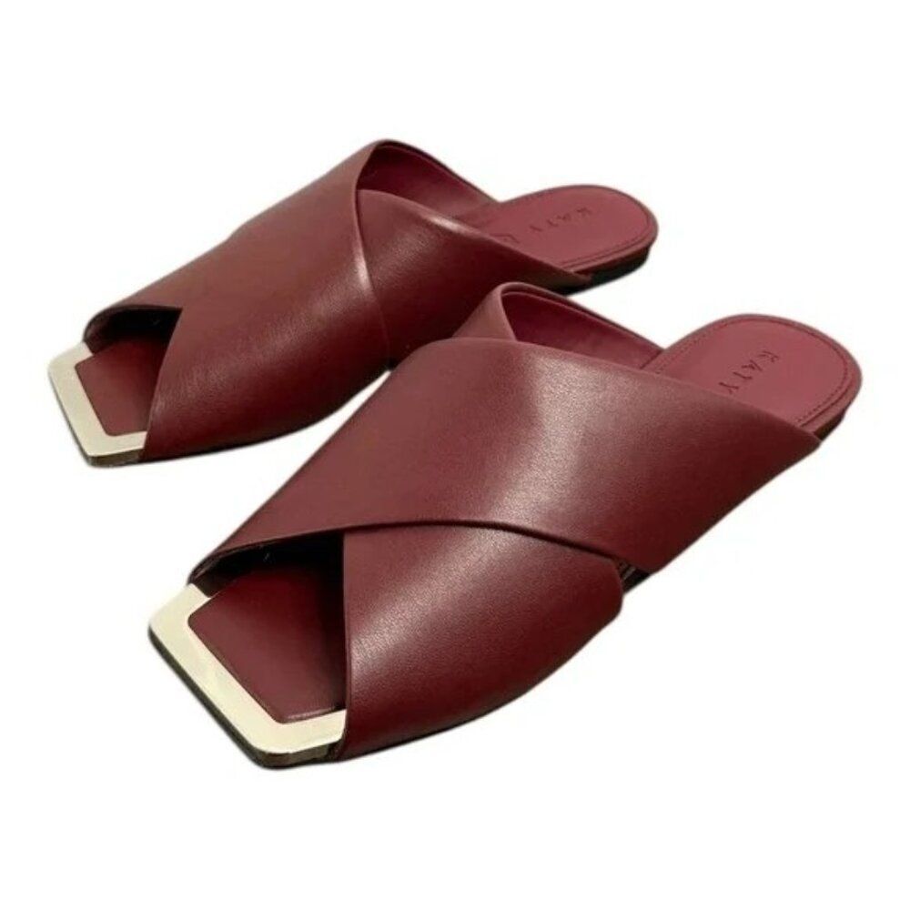 Katy Perry The checked in slide softy nappa cranberry; Size 8